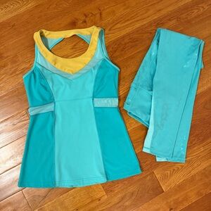 Crowned Athletics Teal Arabian Nights Athletics Tank and Leggings Size M